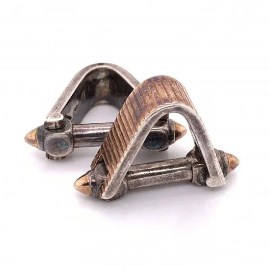 Vintage French 1940s Silver And Gold Stirrup Cufflinks