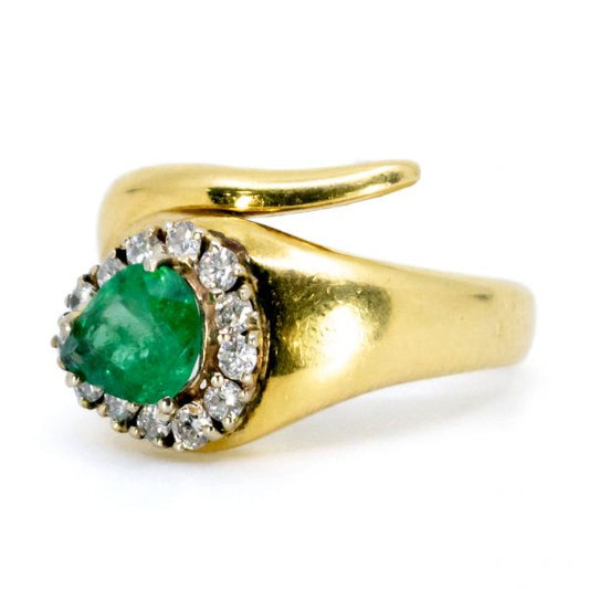 Vintage 1ct Emerald and Diamond Snake Ring