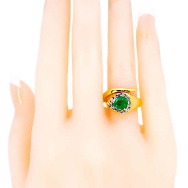 Vintage 1ct Emerald and Diamond Snake Ring