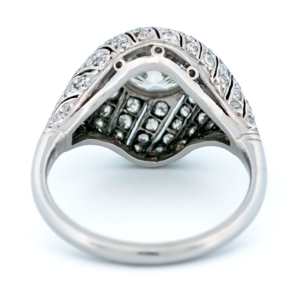 Vintage 2.29ct Diamond Platinum Bombé Ring
