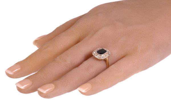 Vintage 2.30ct Sapphire Diamond Cluster Ring