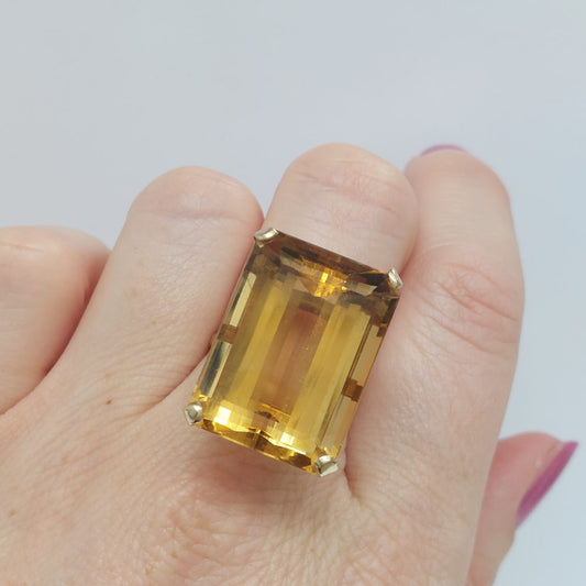 Vintage 35ct Citrine Dress Ring