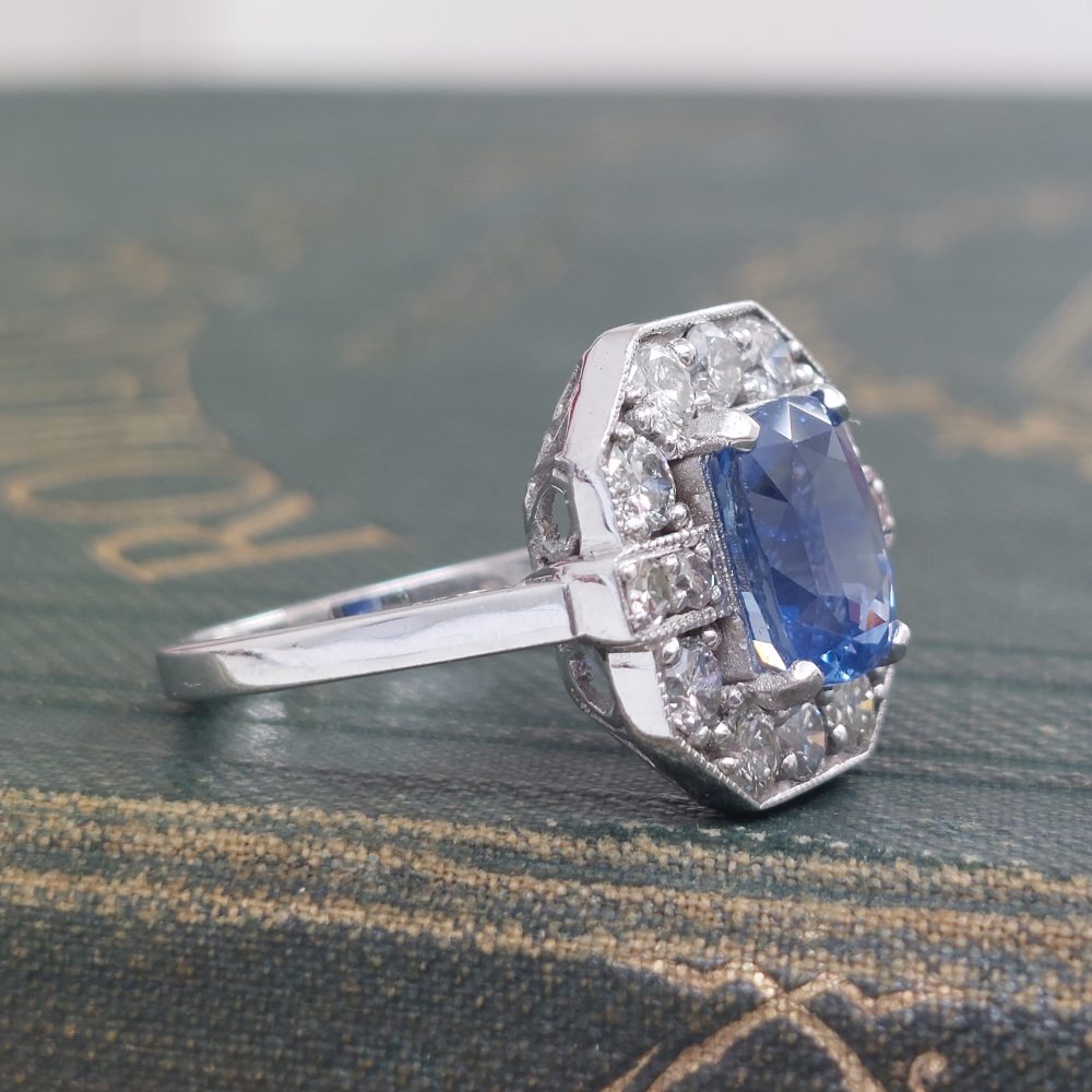 Vintage 4.80ct Sapphire and Diamond Ring