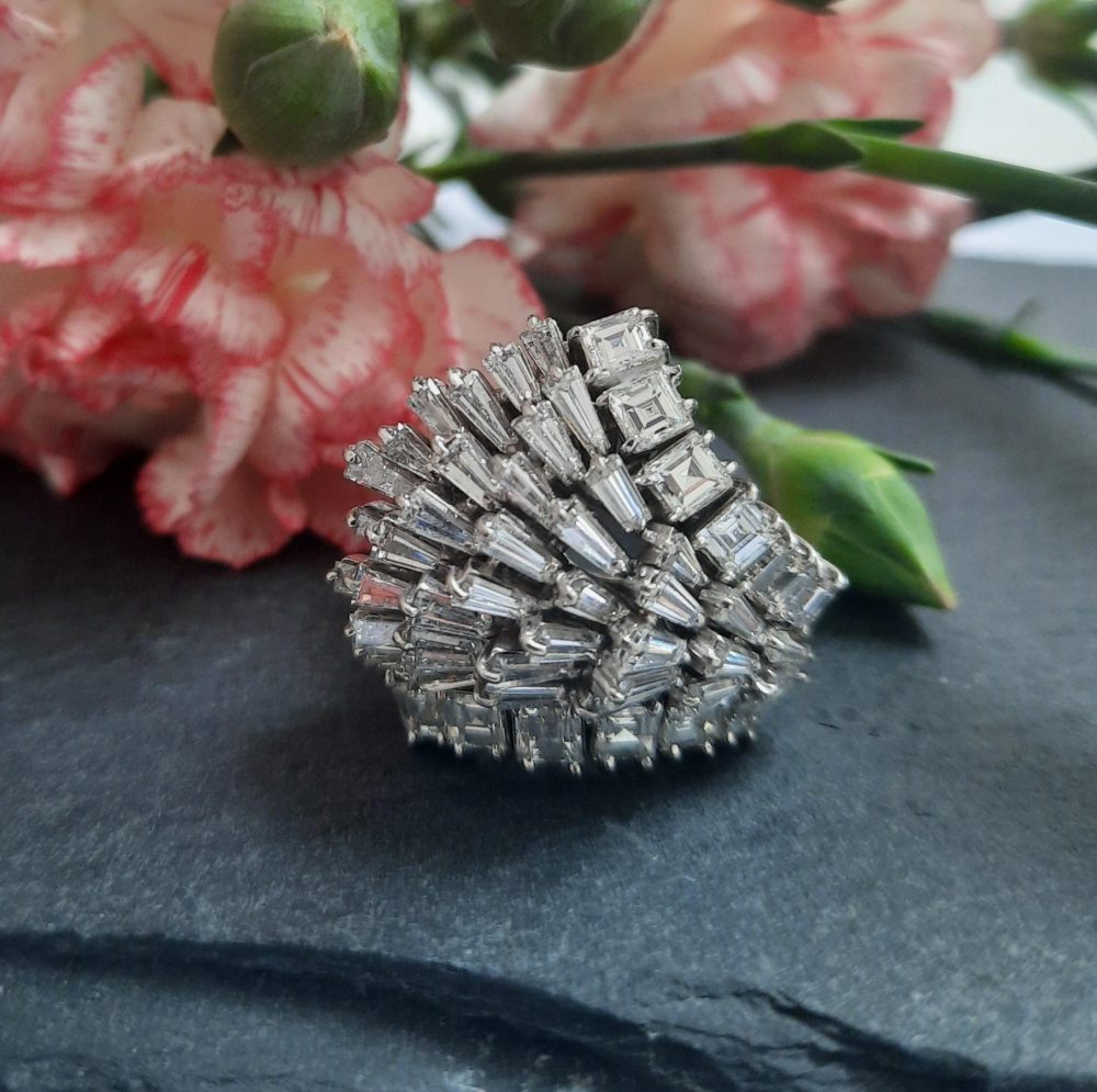 Vintage 4ct Tapering Baguette Cut Diamond Dress Ring