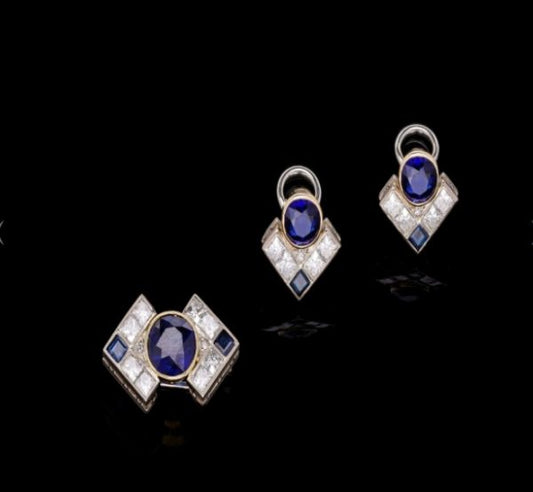 Vintage 6ct Sapphire and Diamond Convertible Necklace