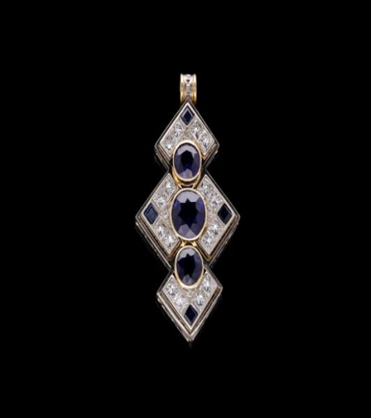 Vintage 6ct Sapphire and Diamond Convertible Necklace