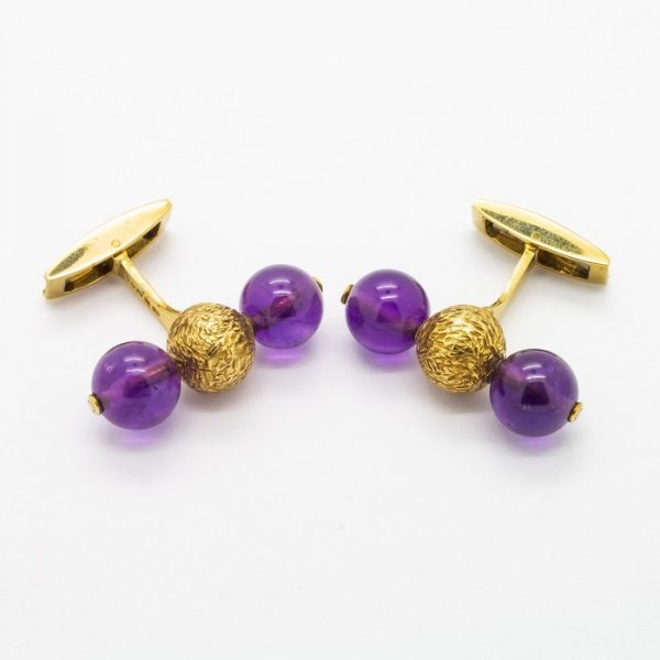 Vintage Alan Martin Gard Amethyst & Gold Cufflinks