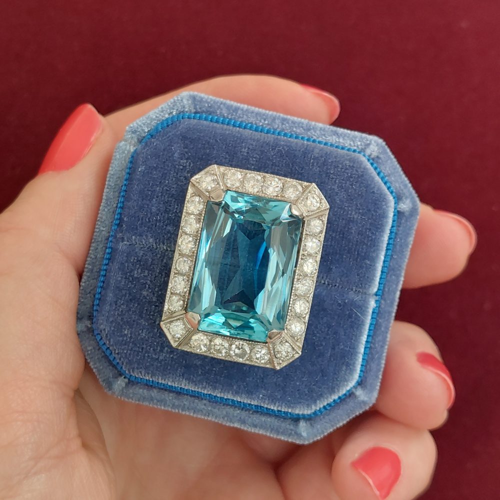 Vintage Aquamarine and Diamond Dress Ring, 20cts