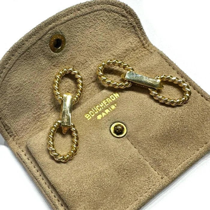 Vintage Boucheron 18ct Yellow Gold Twisted Rope Cufflinks in Boucheron Pouch