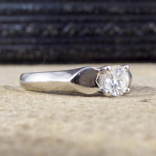 Vintage Brilliant Cut Diamond and Platinum Heart Shoulders Ring