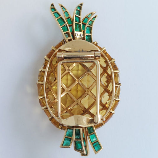 Vintage Citrine and Emerald Pineapple Brooch