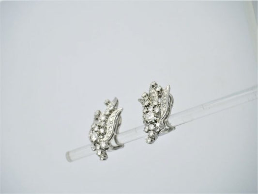 Vintage Diamond Floral Clip Earrings