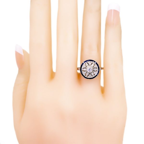 Vintage Diamond and Sapphire Platinum Ring