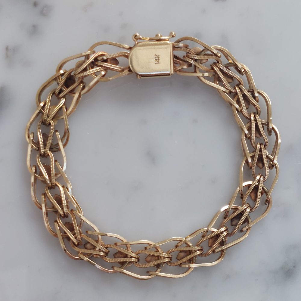 Vintage Fancy Link and Heart Bracelet