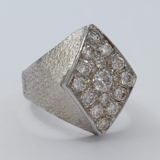 Vintage French 1ct Pavé Set Diamond Ring