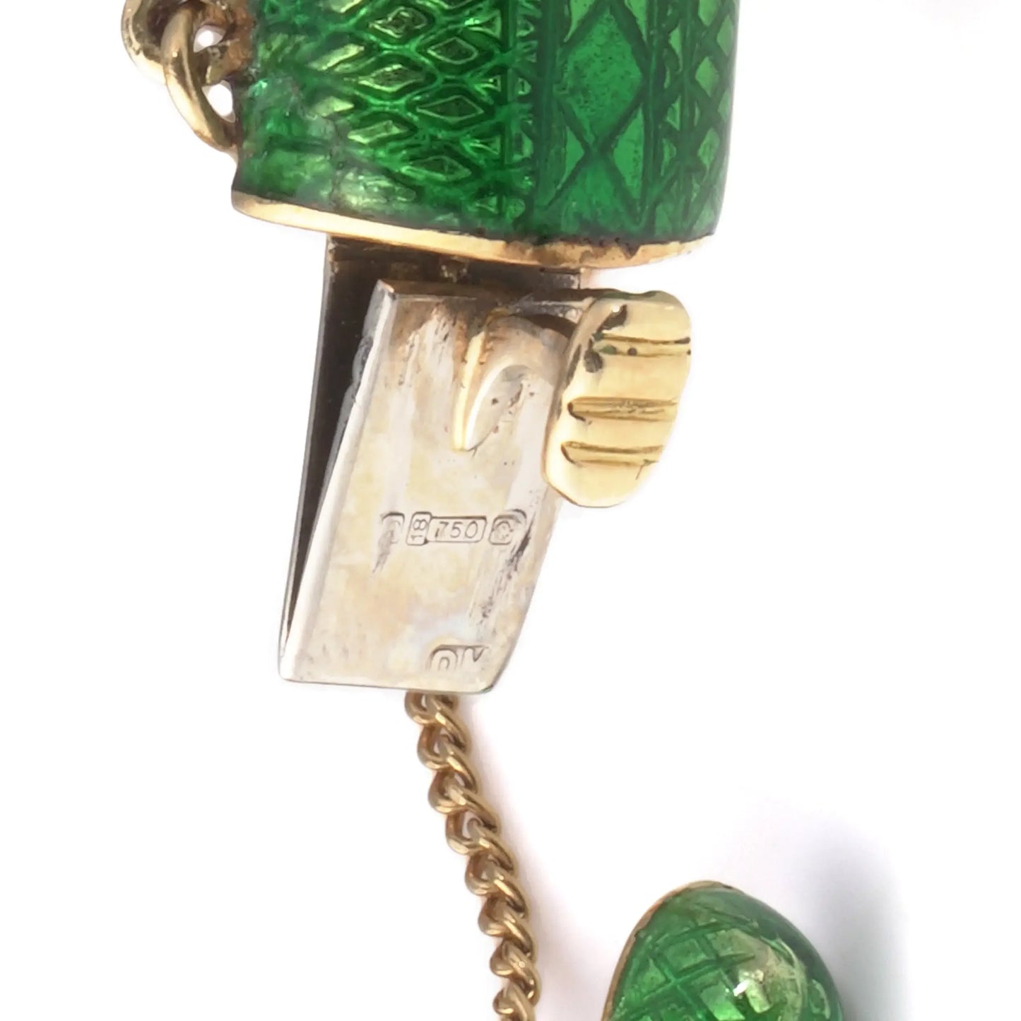 Vintage Green Enamel Snake Bracelet 18 Carat Gold Circa 1970's