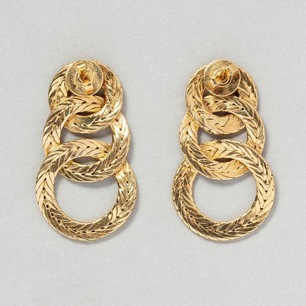 Vintage Italian 18ct Yellow Gold Circle Earrings