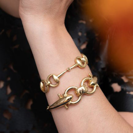 Vintage Italian Weingrill 18ct Gold Fancy Link Bracelet, 18ct yellow gold bracelet composed of fancy horse-bit design links, Made in Italy, Circa 1970