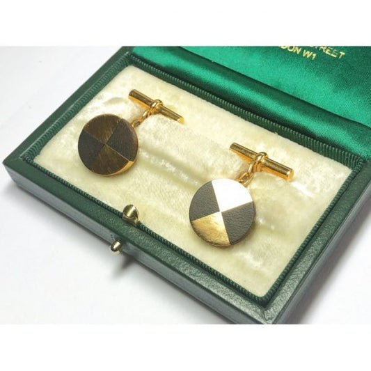 Vintage Mellerio Wood & 18ct Gold Cufflinks