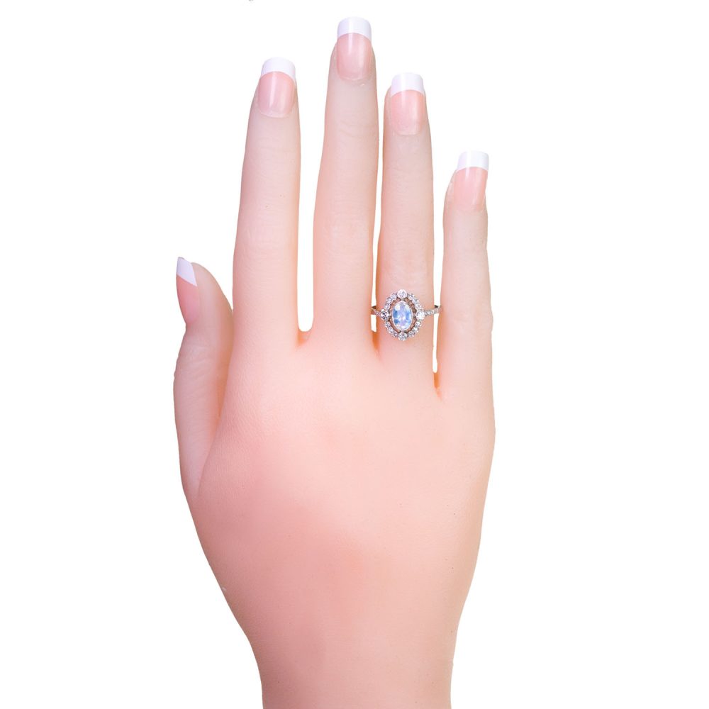 Vintage Moonstone and Diamond Cluster Ring