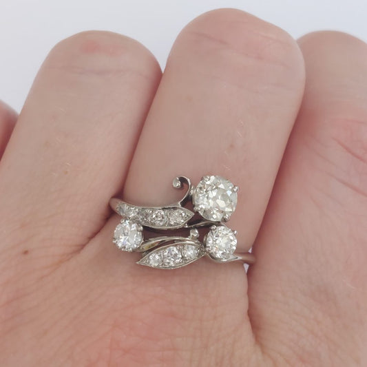 Vintage Old Cut Diamond Floral Ring