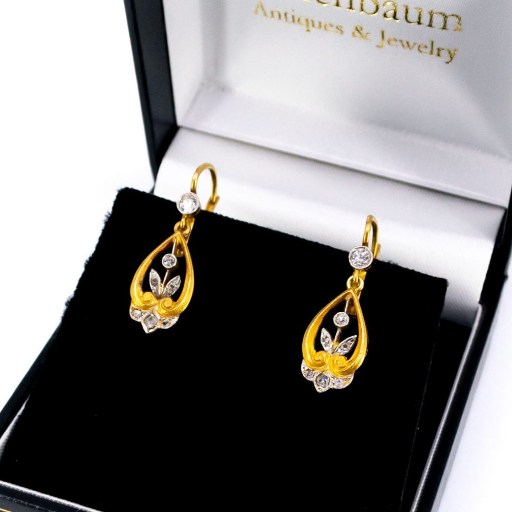 Vintage Old Mine Cut Diamond Drop Earrings