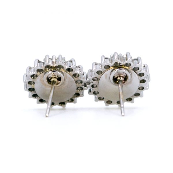 Vintage Opal and Diamond 18ct Gold Cluster Earrings