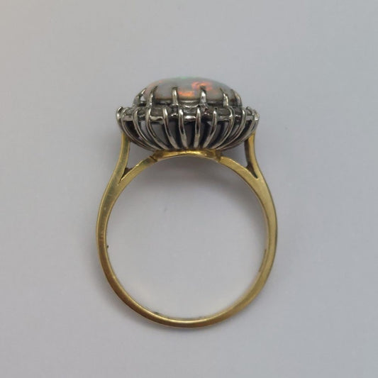 Vintage Opal and Diamond Cluster Ring