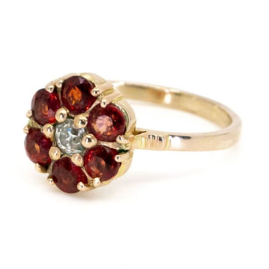Vintage Padparadscha Sapphire and Diamond Ring