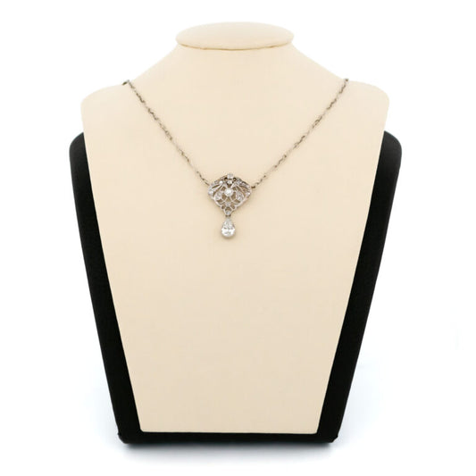 Vintage Pear Shape Diamond Pendant Necklace