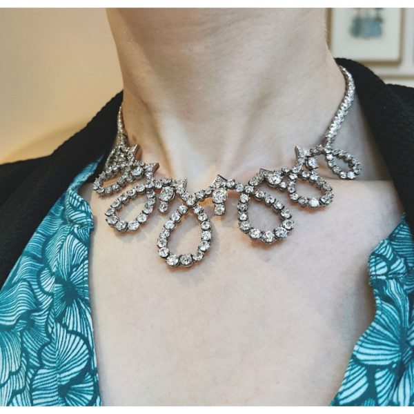 Vintage Sterlé Old and Edwardian Cut Diamond Necklace