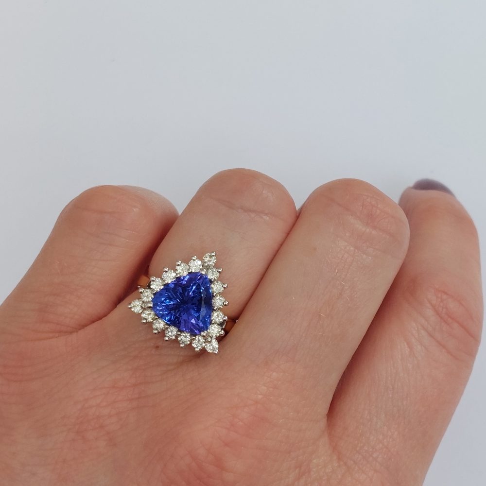 Vintage Tanzanite and Diamond Ring