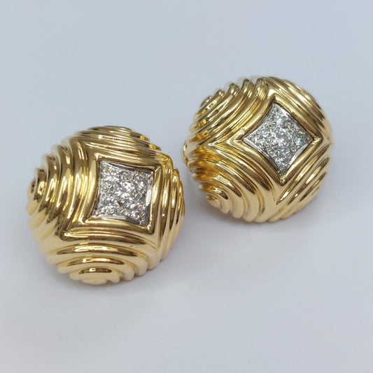 Vintage Van Cleef and Arpels Diamond Set Gold Earrings