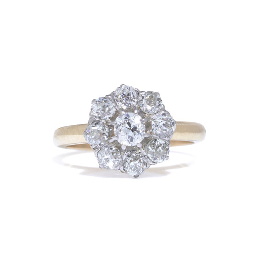 Vintage Old Cut diamond cluster engagement ring
