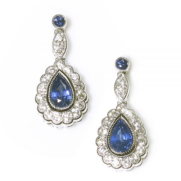 Sapphire and Diamond Drop Earrings