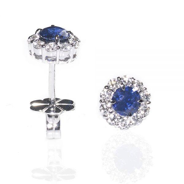 Sapphire & Diamond Cluster Earrings