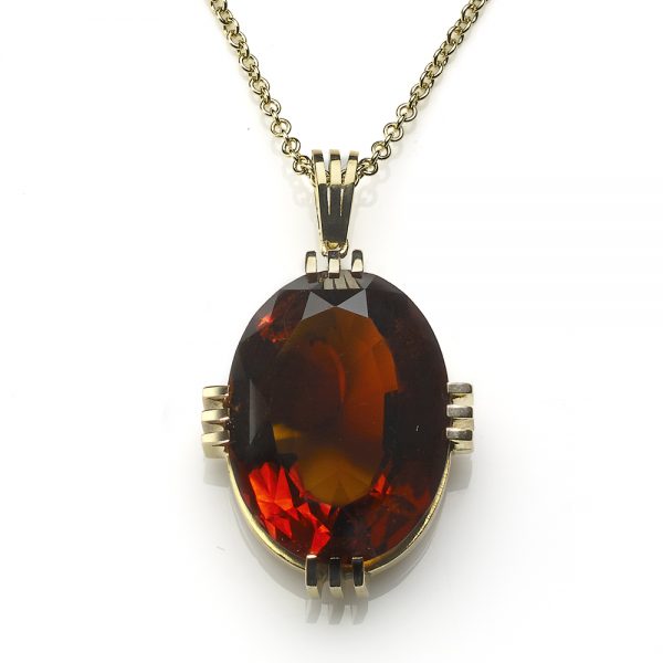 Antique Art Deco Large Citrine Pendant