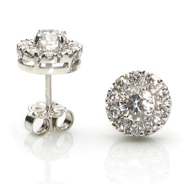 Brilliant Cut Diamond Cluster Earrings, 18ct White Gold