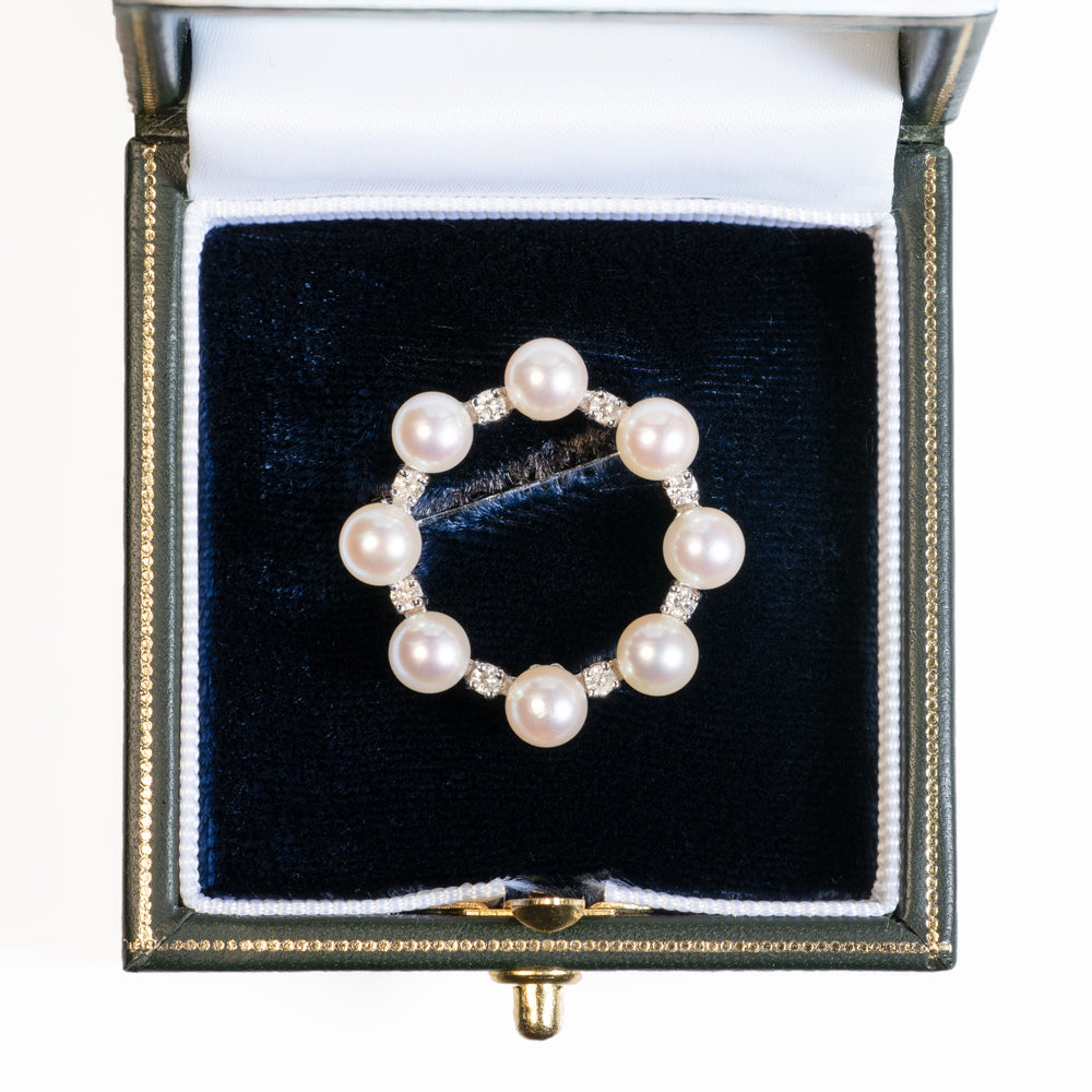 Akoya Pearl and Diamond Circle Brooch