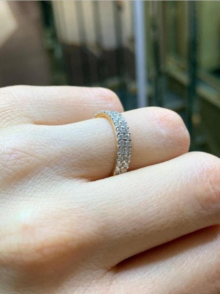 Yellow and White 18ct Gold Diamond Half Eternity Band Ring, 0.79cts