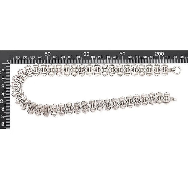 Antique Victorian Silver Engraved Flat Link Collar Necklace Circa 1880