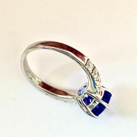 Fine 3.07ct Tanzanite and Diamond Engagement Ring, 18ct White Gold