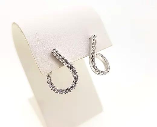 Diamond Asymmetric Hoop Earrings in 18ct White Gold