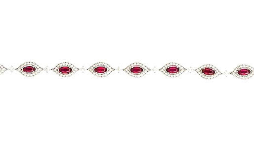 Oval cut Ruby and Diamond Cluster Bracelet, 3.92 carats, 18ct White Gold