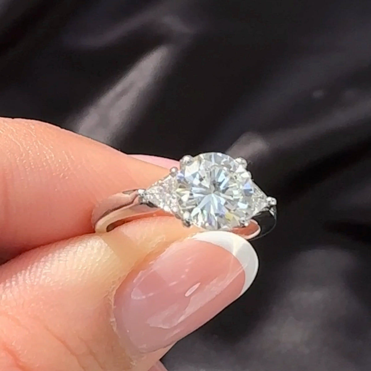 GIA Certified 1.40ct Diamond Solitaire Engagement Ring with Trillion Shoulders in Platinum