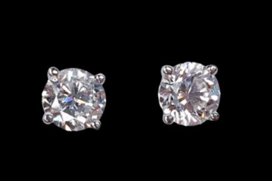 Diamond Stud Earrings 2 Carats total, E Colour