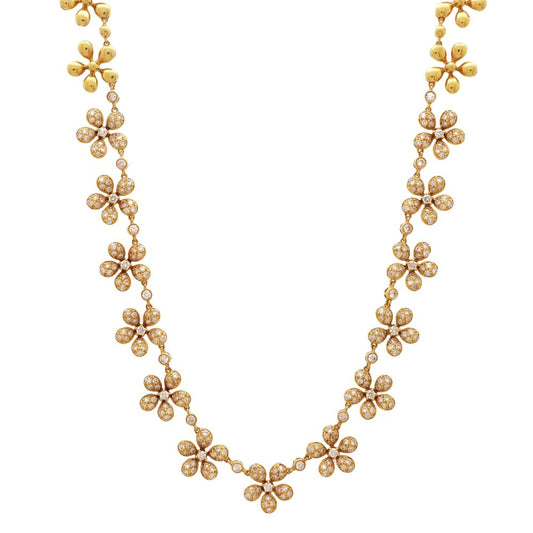 Diamond necklace in yellow gold