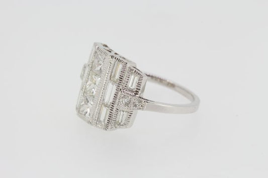 Art Deco Style Diamond Dress Ring in 18ct White Gold