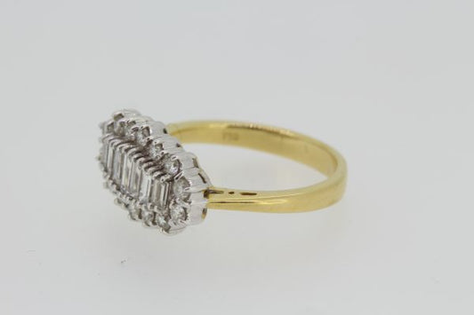Baguette Cut Diamond Cluster Ring, 1.00 carat total, 18ct yellow gold