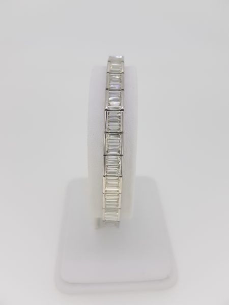 Baguette Cut Diamond Line Bracelet in 18ct White Gold, 6.52 carat total